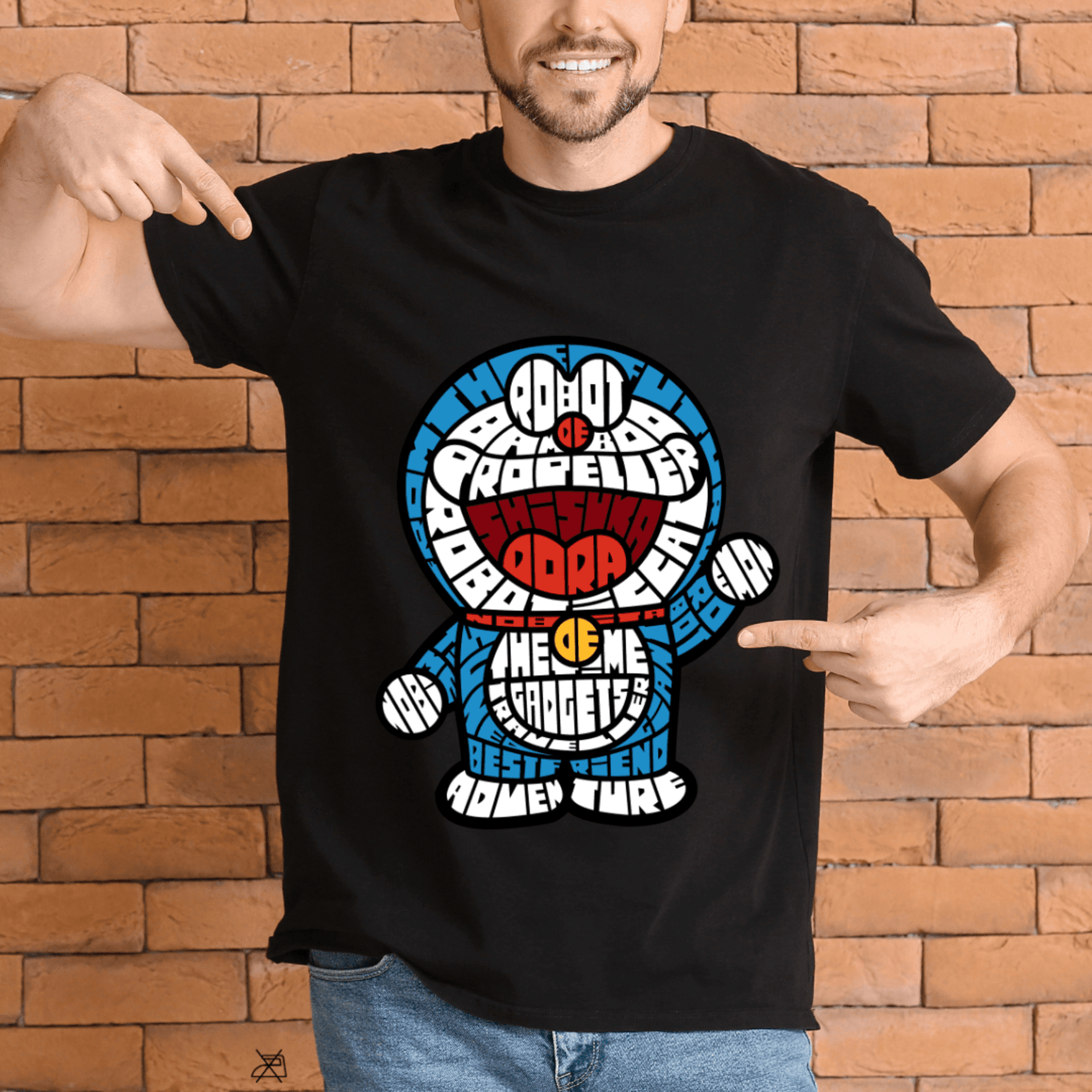 Camiseta Caligrama Doraemon 100% Algodón | Diseño Cartoon Japonés | Unisex S-2XL - 2