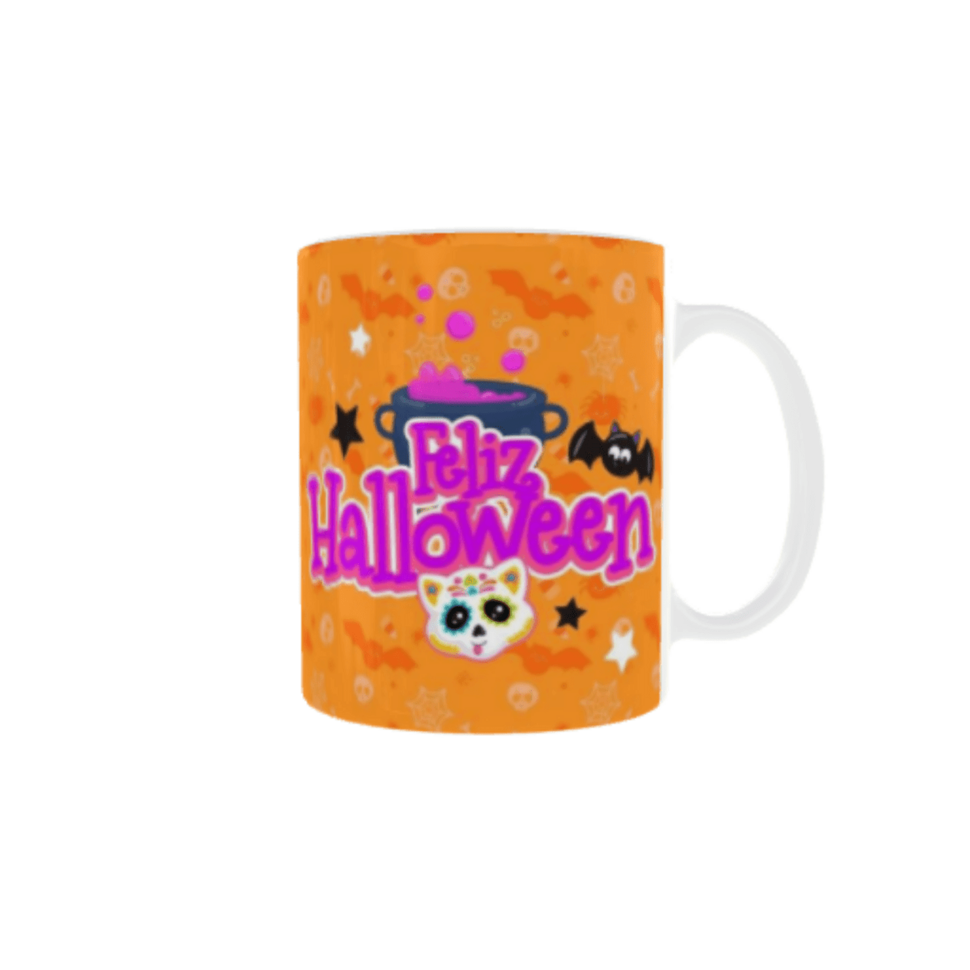 Taza Feliz Halloween Gatito Calavera - 5