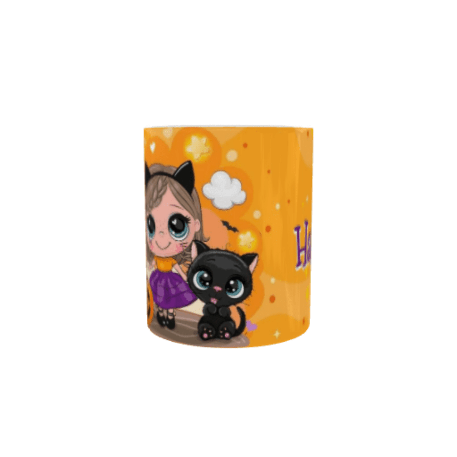 Taza Feliz Halloween - Niña Gatita y Gato Negro - 2