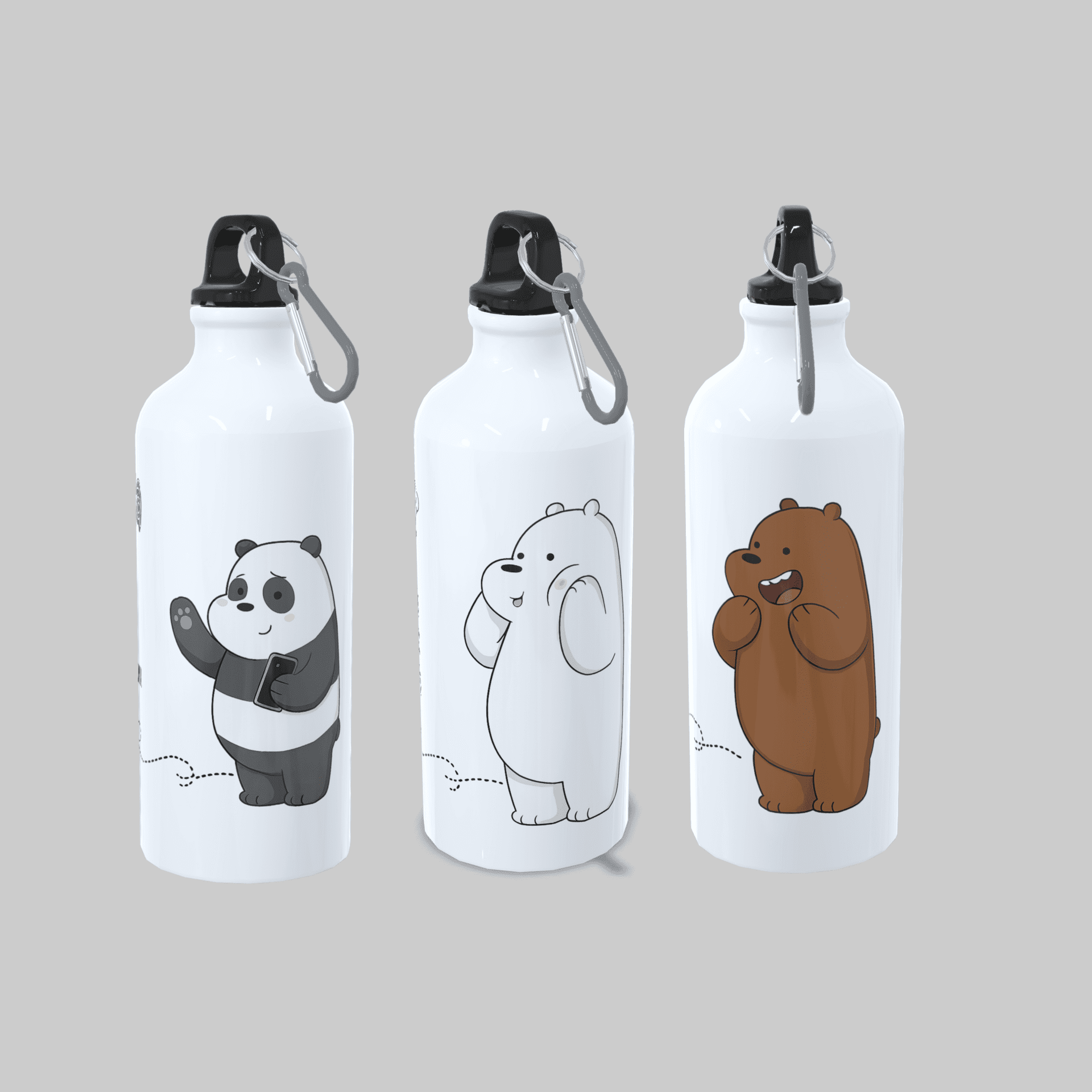 Botella de Agua Aluminio 800ml Somos Osos Panda, Pardo y Polar - 1