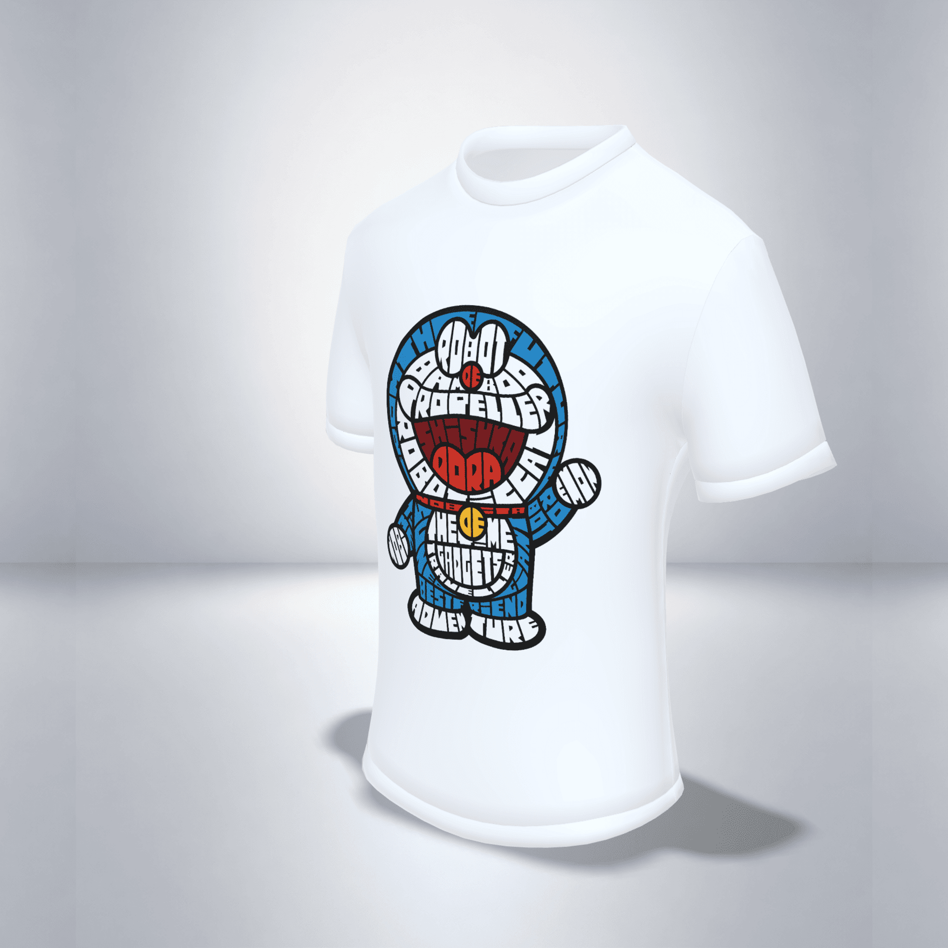 Camiseta Caligrama Doraemon 100% Algodón | Diseño Cartoon Japonés | Unisex S-2XL - 4