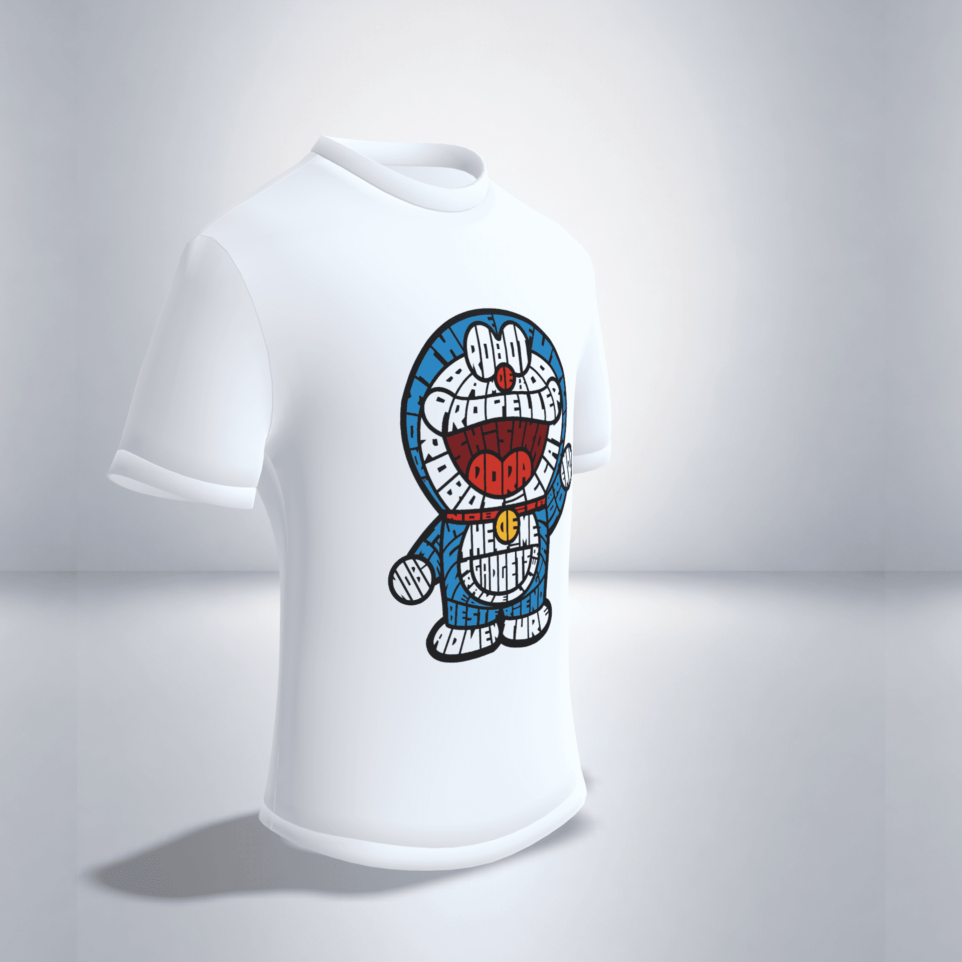 Camiseta Caligrama Doraemon 100% Algodón | Diseño Cartoon Japonés | Unisex S-2XL - 3