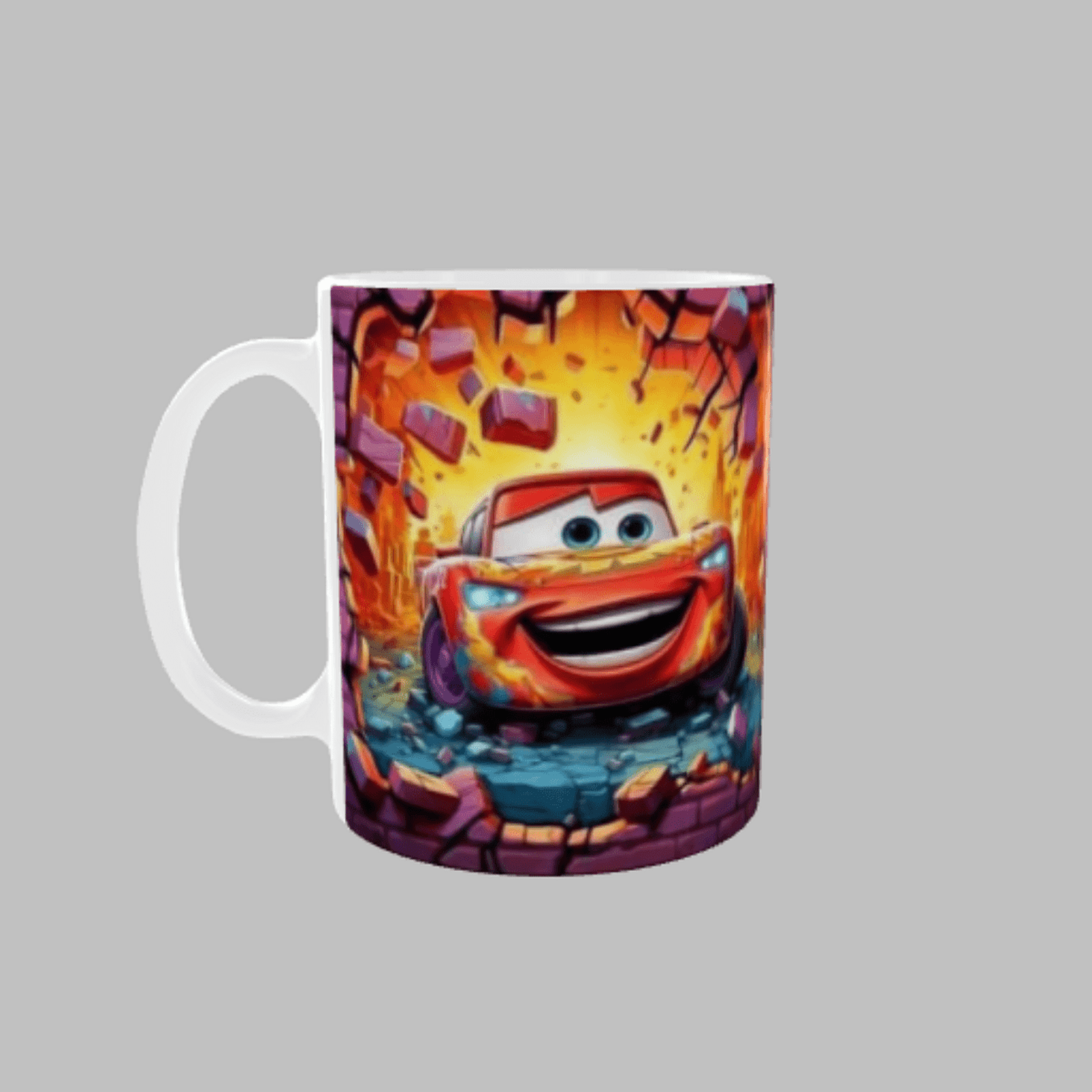 Taza Rayo McQueen | Cars | Diseño Pasando Pared de Ladrillos | Taza de Cerámica - 5