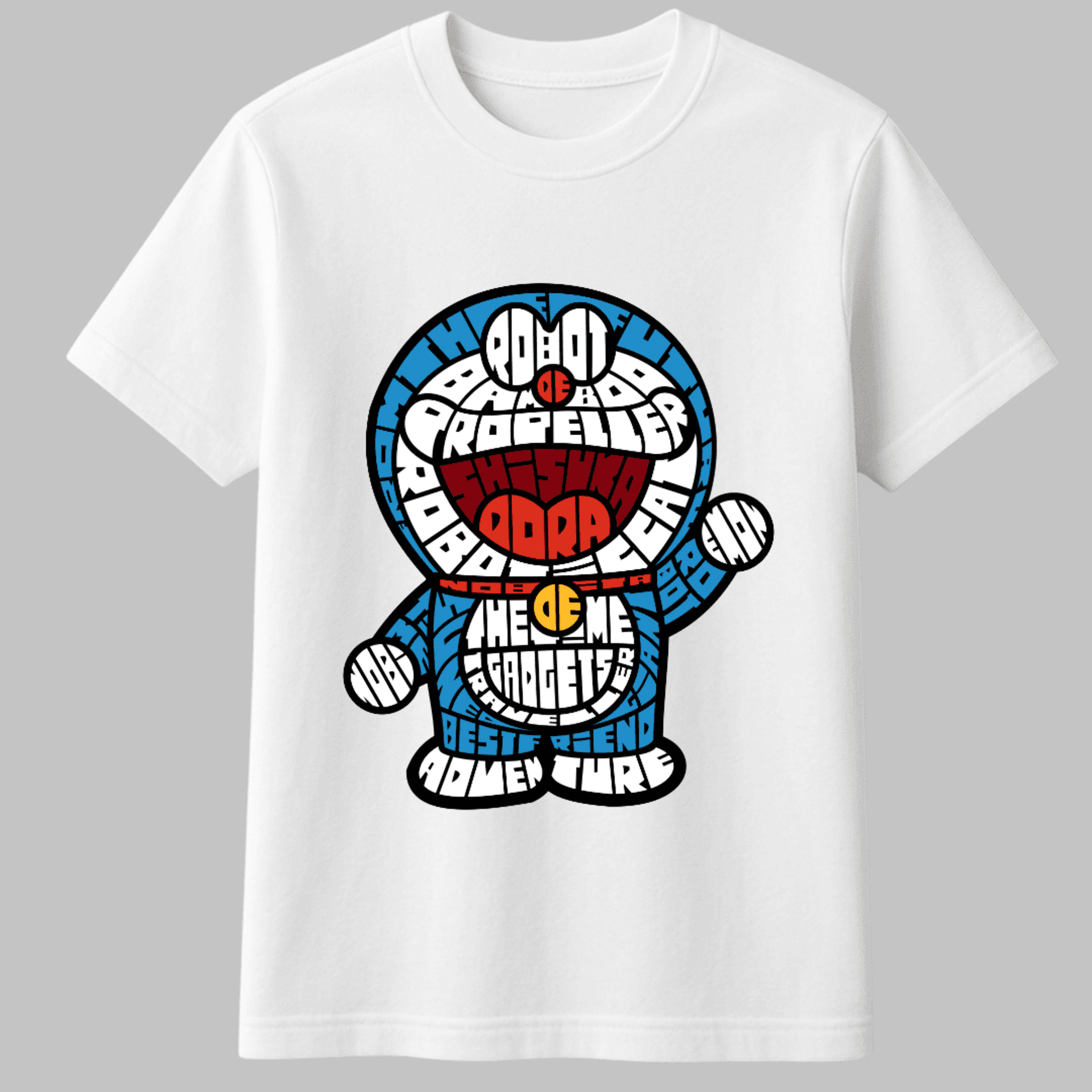Camiseta Caligrama Doraemon 100% Algodón | Diseño Cartoon Japonés | Unisex S-2XL - 5
