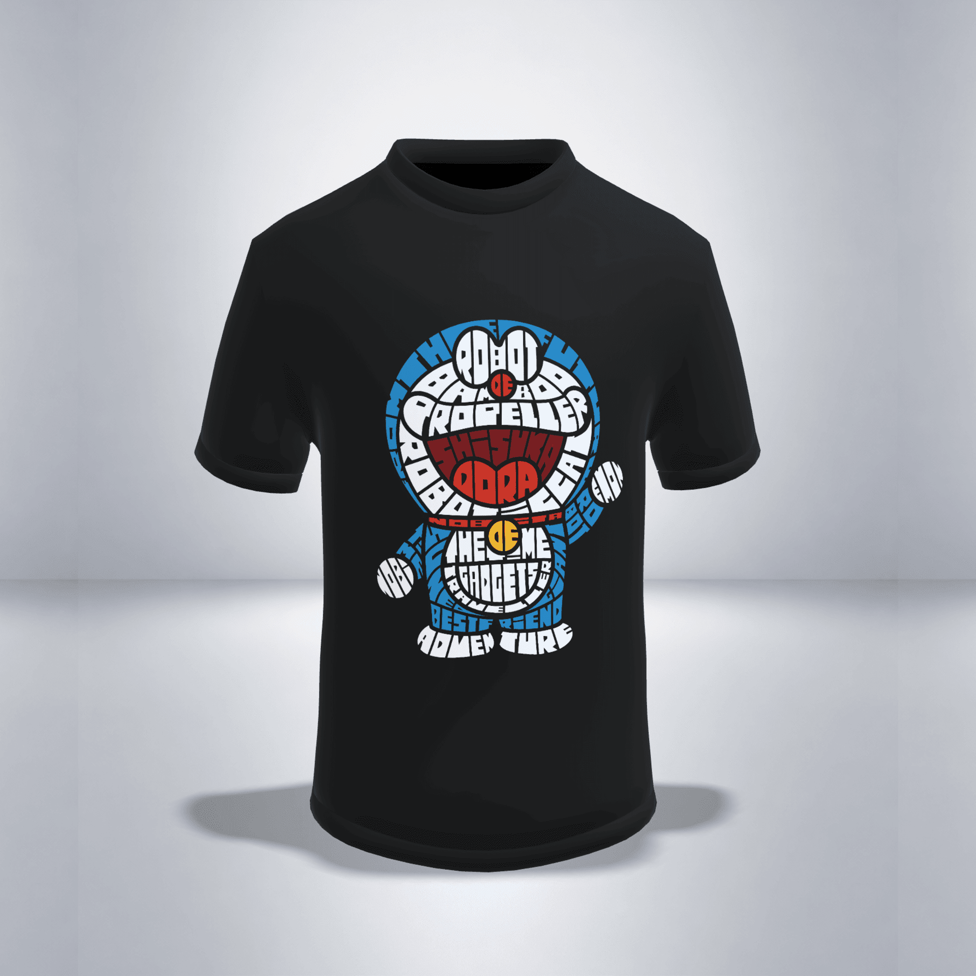 Camiseta Caligrama Doraemon 100% Algodón | Diseño Cartoon Japonés | Unisex S-2XL - 3