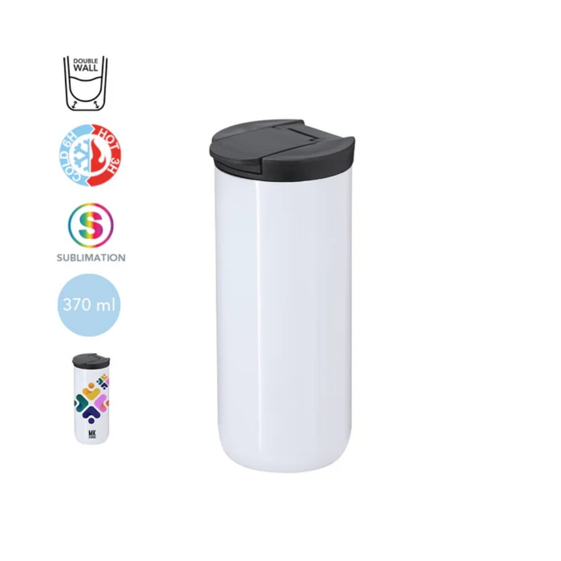 Vaso Térmico Sublimable 370ml Acero Inoxidable - 5