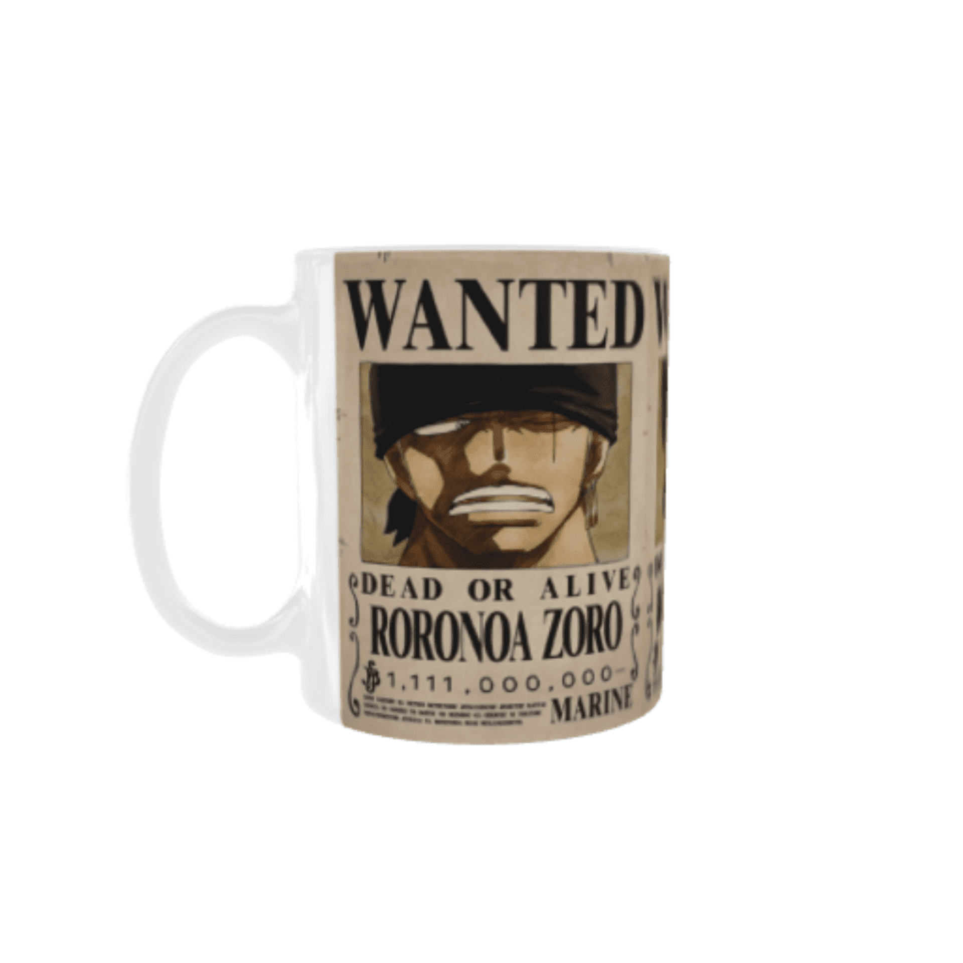 Taza Cartel Wanted Nueva Recompensa Roronoa Zoro One Piece - 5