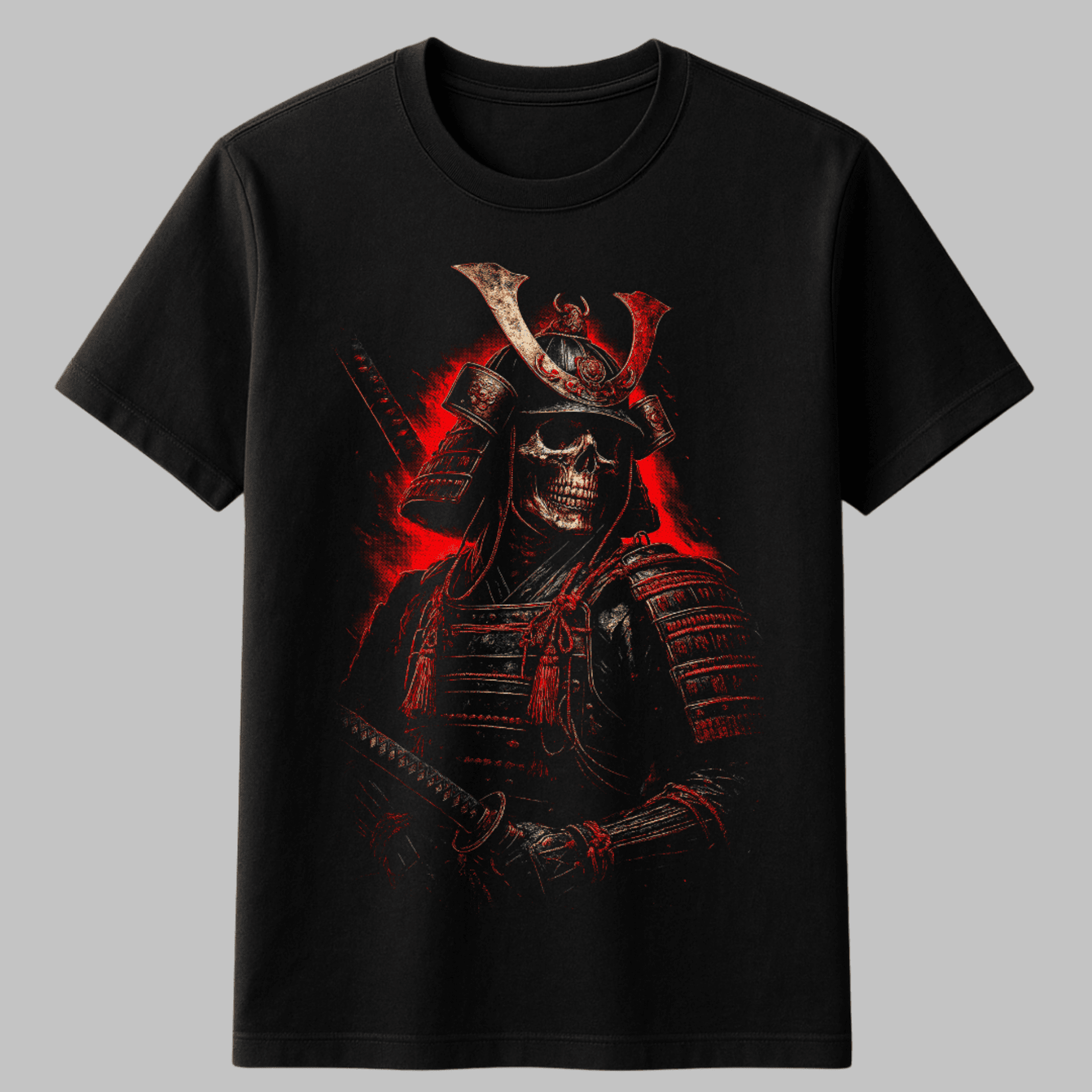 Camiseta Samurai Calavera 100% Algodón | Streetwear Dark Japonés | Unisex S-2XL - 1