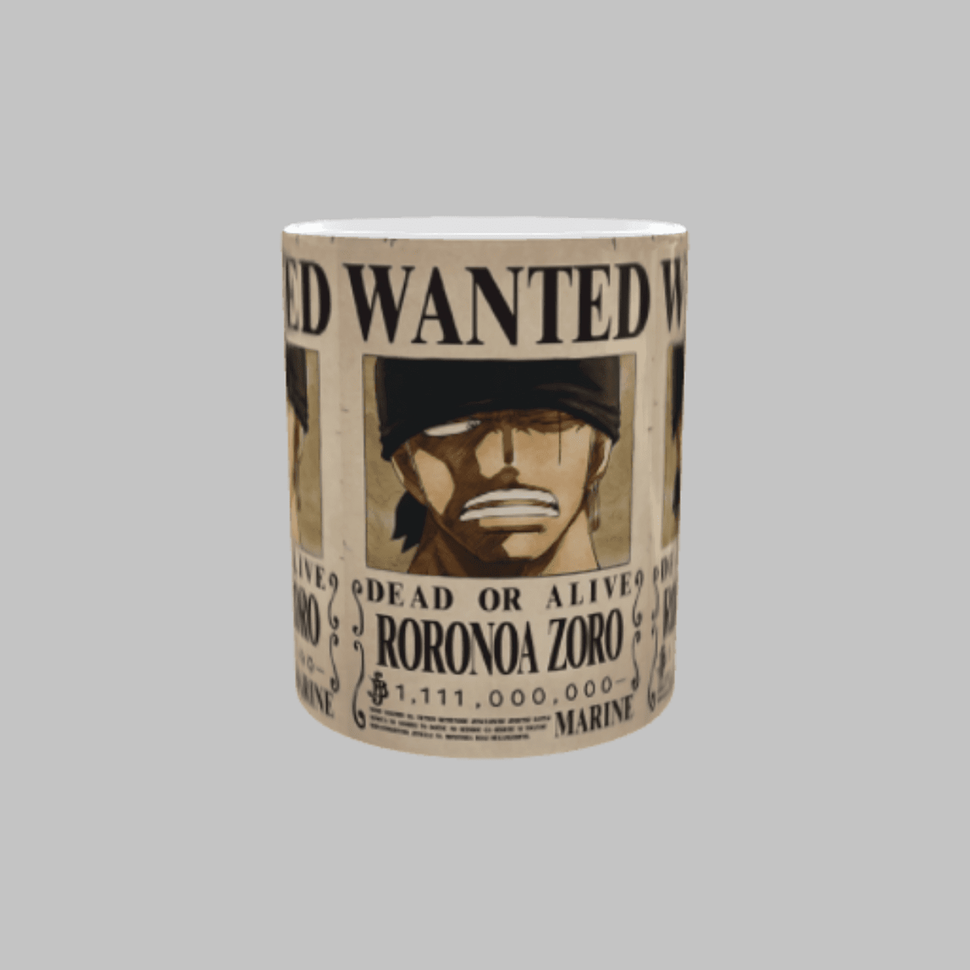 Taza Cartel Wanted Nueva Recompensa Roronoa Zoro One Piece - 2