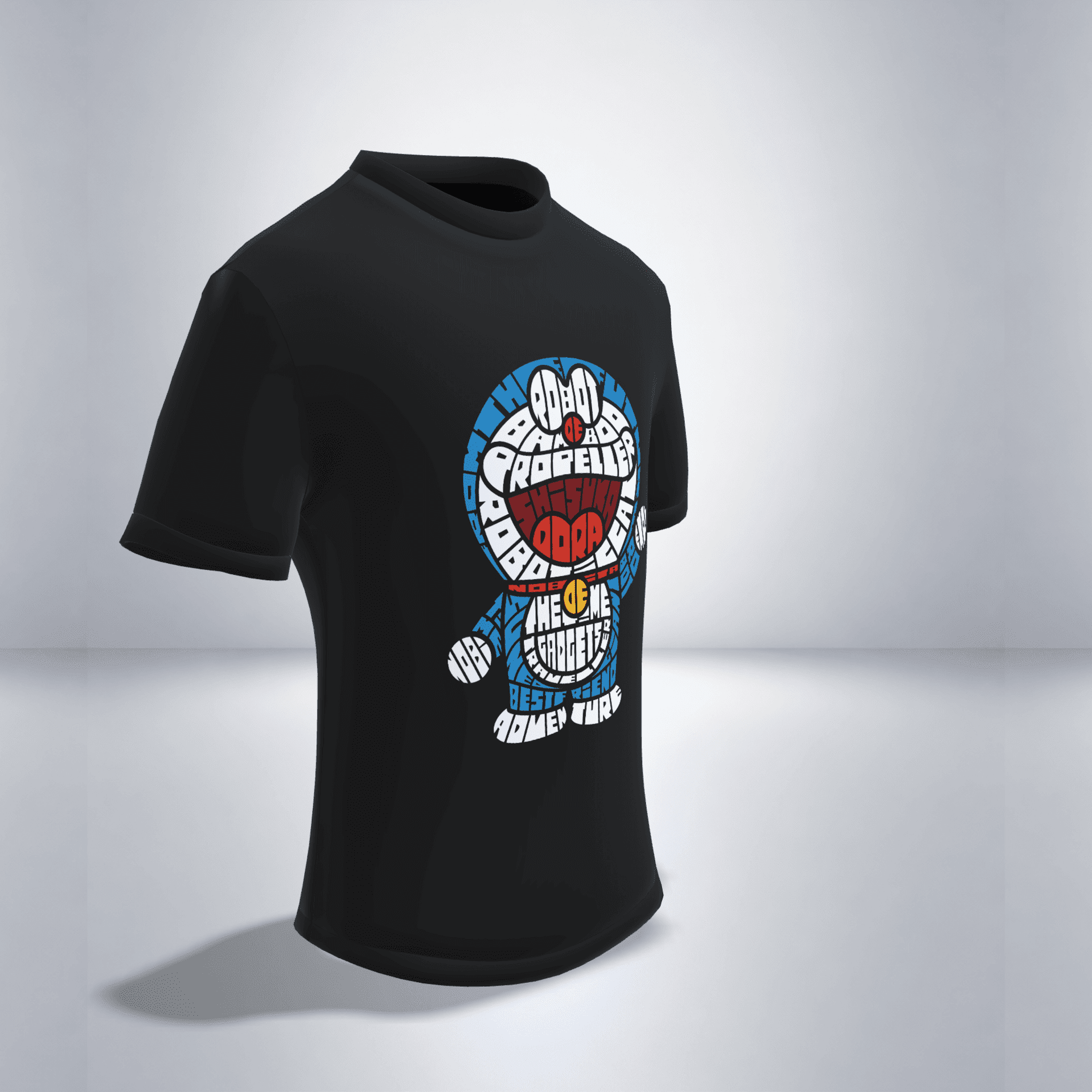 Camiseta Caligrama Doraemon 100% Algodón | Diseño Cartoon Japonés | Unisex S-2XL - 4